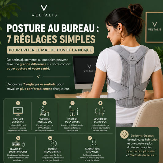 Posture au bureau : 7 réglages simples pour éviter le mal de dos et la nuque