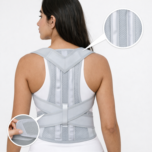 Vue de dos du correcteur de posture Veltalis gris